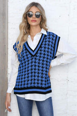 Ribbed V-Neck Sleeveless Sweater - Trendsi - Flyclothing LLC