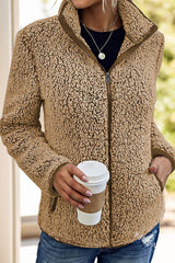 Pocketed Zip Up Turtleneck Jacket - Trendsi - Flyclothing LLC