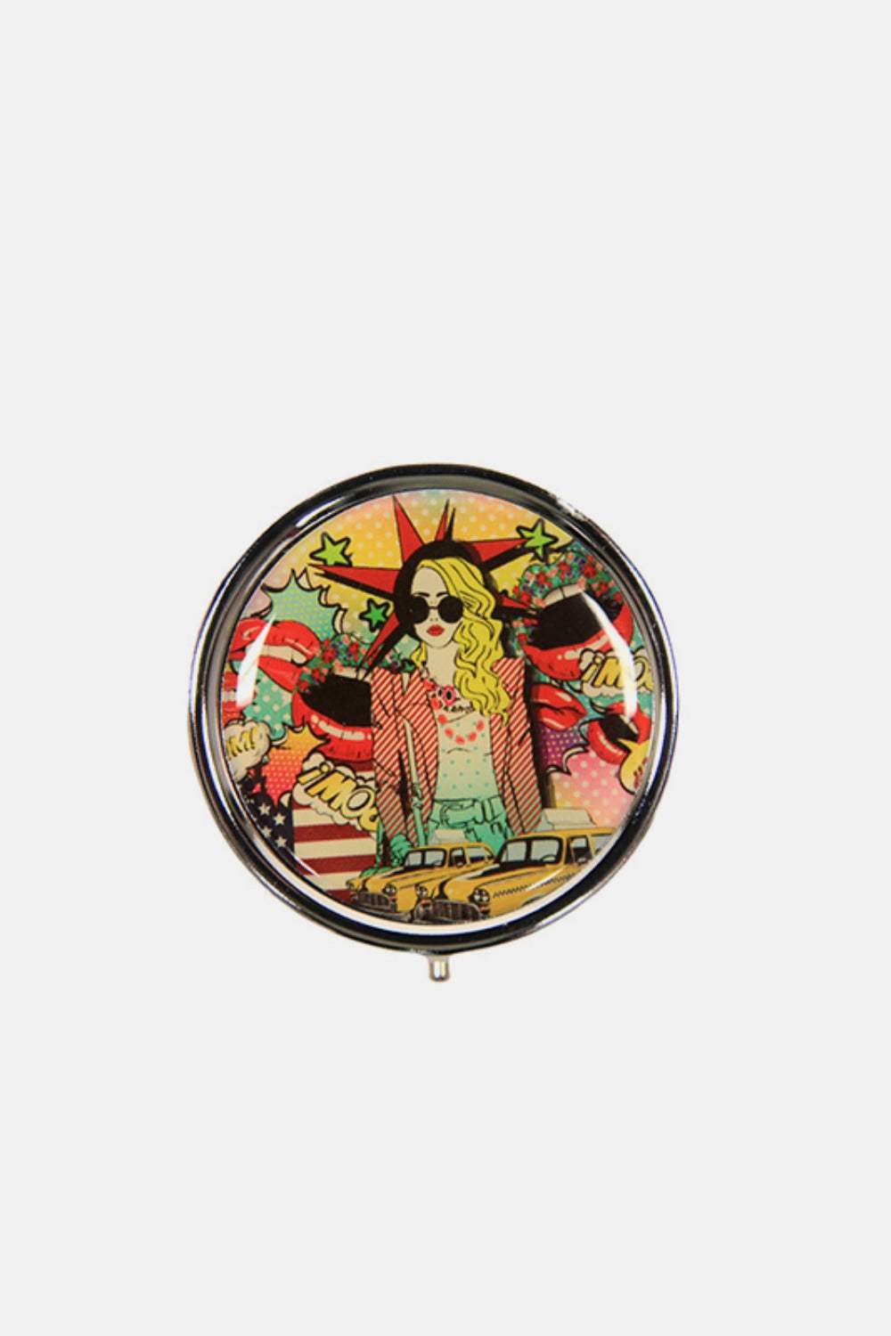 Nicole Lee USA Print Metallic Circular Large Pill Case - Trendsi - Flyclothing LLC