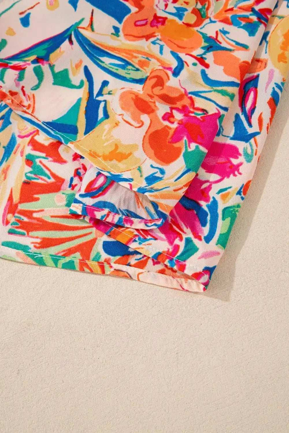 Printed Notched Long Sleeve Blouse - Trendsi - Flyclothing LLC