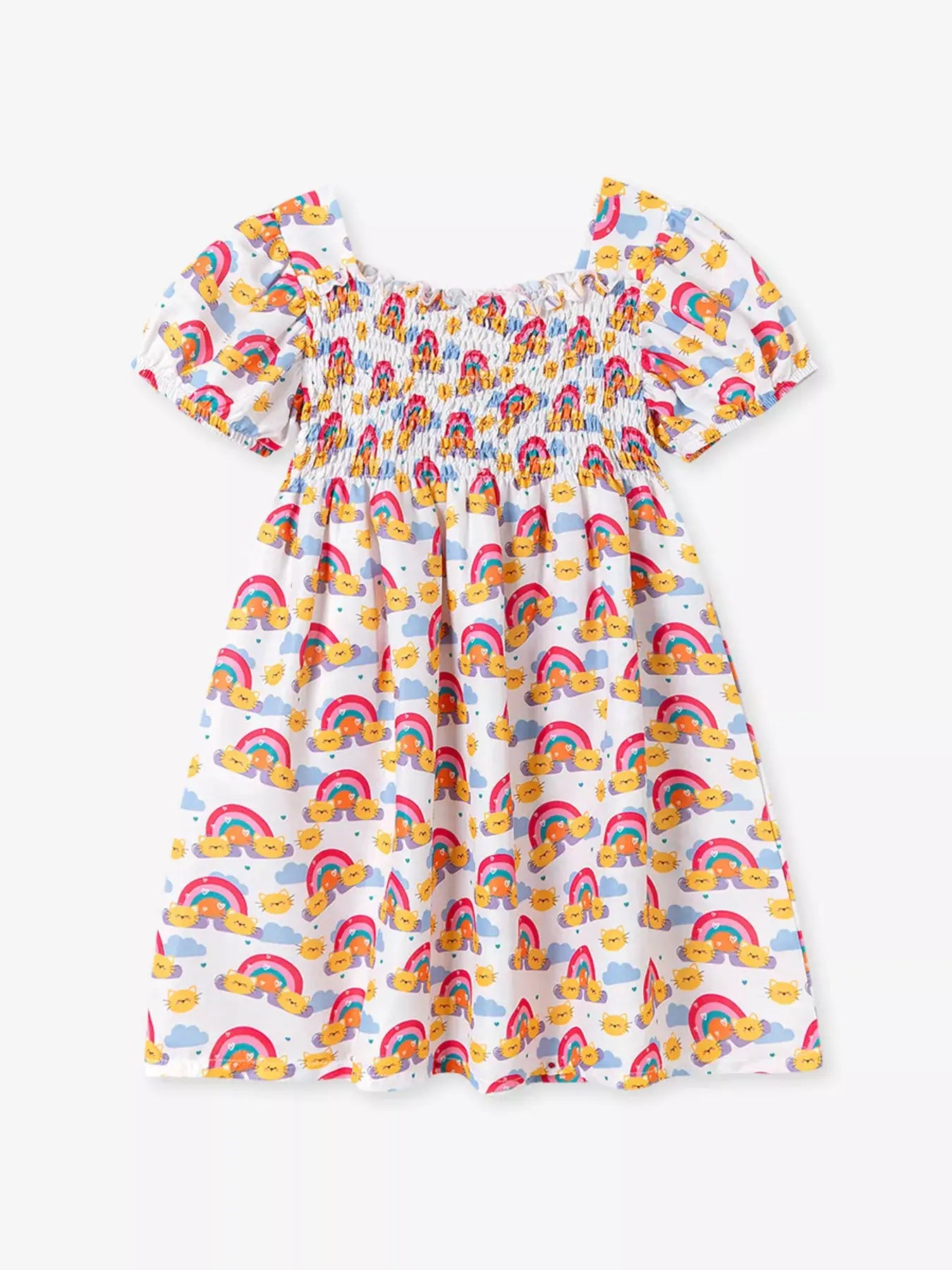 Children's Smocked Puff Sleeve Dress - Trendsi - Flyclothing LLC