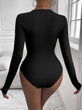 Perfee Twisted Round Neck Long Sleeve Bodysuit - Trendsi