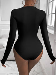 Perfee Twisted Round Neck Long Sleeve Bodysuit - Trendsi