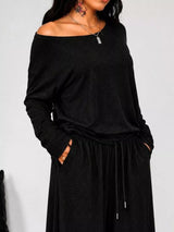 Full Size Comfortable Loose Fit One-Shoulder T-Shirt and Pants Set Plus Size - Trendsi - Flyclothing LLC