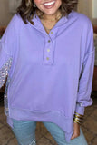 Sequin Half Button Long Sleeve Sweatshirt - Trendsi - Flyclothing LLC