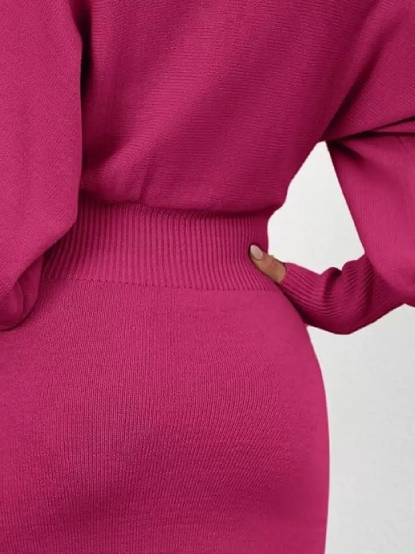 Lantern Sleeve Bodycon Sweater Dress - Trendsi - Flyclothing LLC