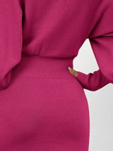 Lantern Sleeve Bodycon Sweater Dress - Trendsi - Flyclothing LLC