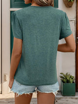 V-Neck Petal Sleeve T-Shirt - Trendsi - Flyclothing LLC
