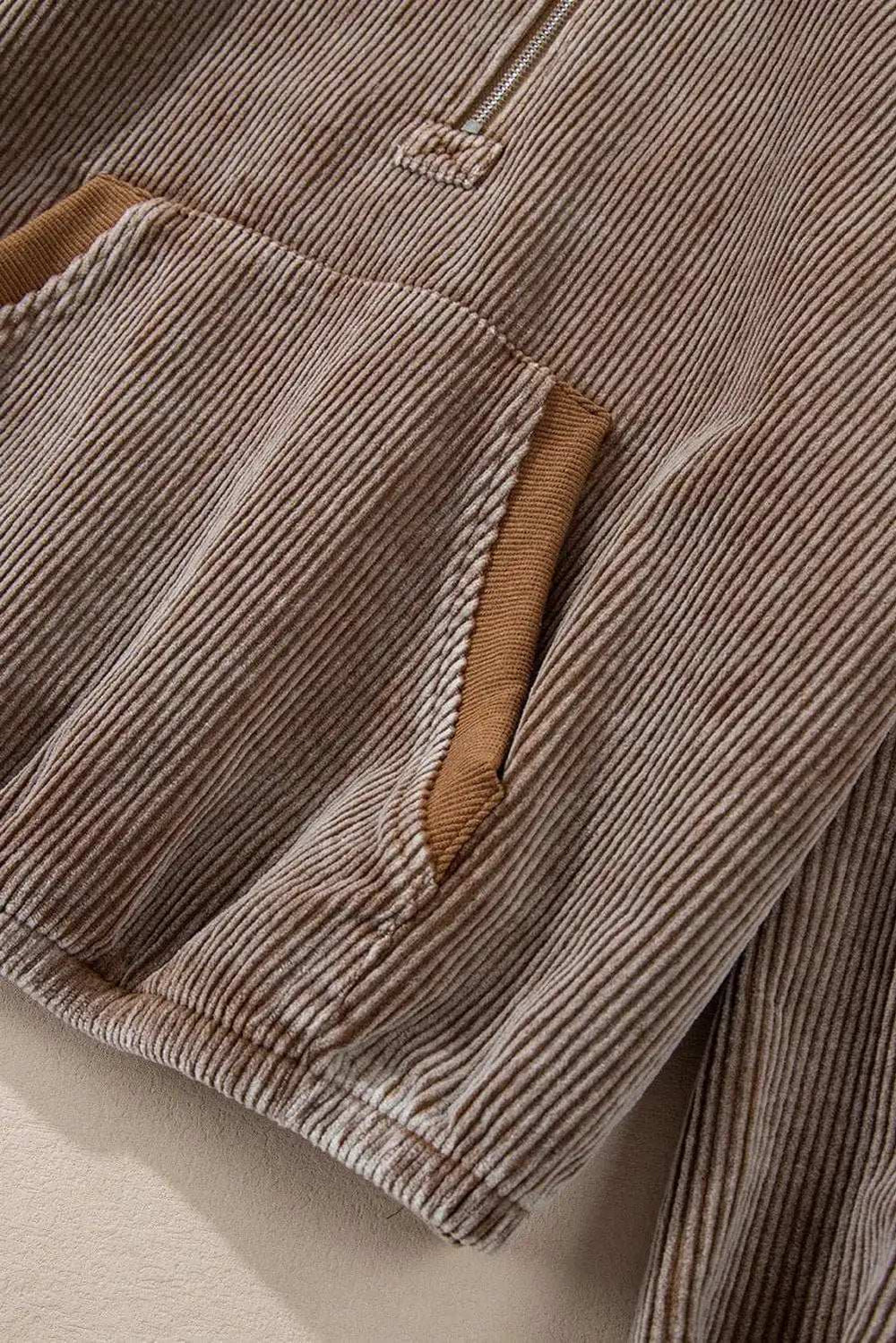 Drawstring Half Zip Long Sleeve Hoodie - Trendsi - Flyclothing LLC