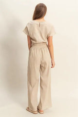 HYFVE Round Neck Short Sleeve Top and Pants Set - Trendsi - Flyclothing LLC