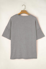 Plus Size Round Neck Half Sleeve T-Shirt - Trendsi - Flyclothing LLC