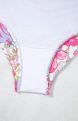 Floral Ruffle Trim Tummy Control One Piece Swimsuit - Trendsi - Flyclothing LLC