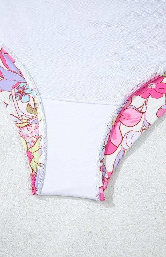 Floral Ruffle Trim Tummy Control One Piece Swimsuit - Trendsi - Flyclothing LLC