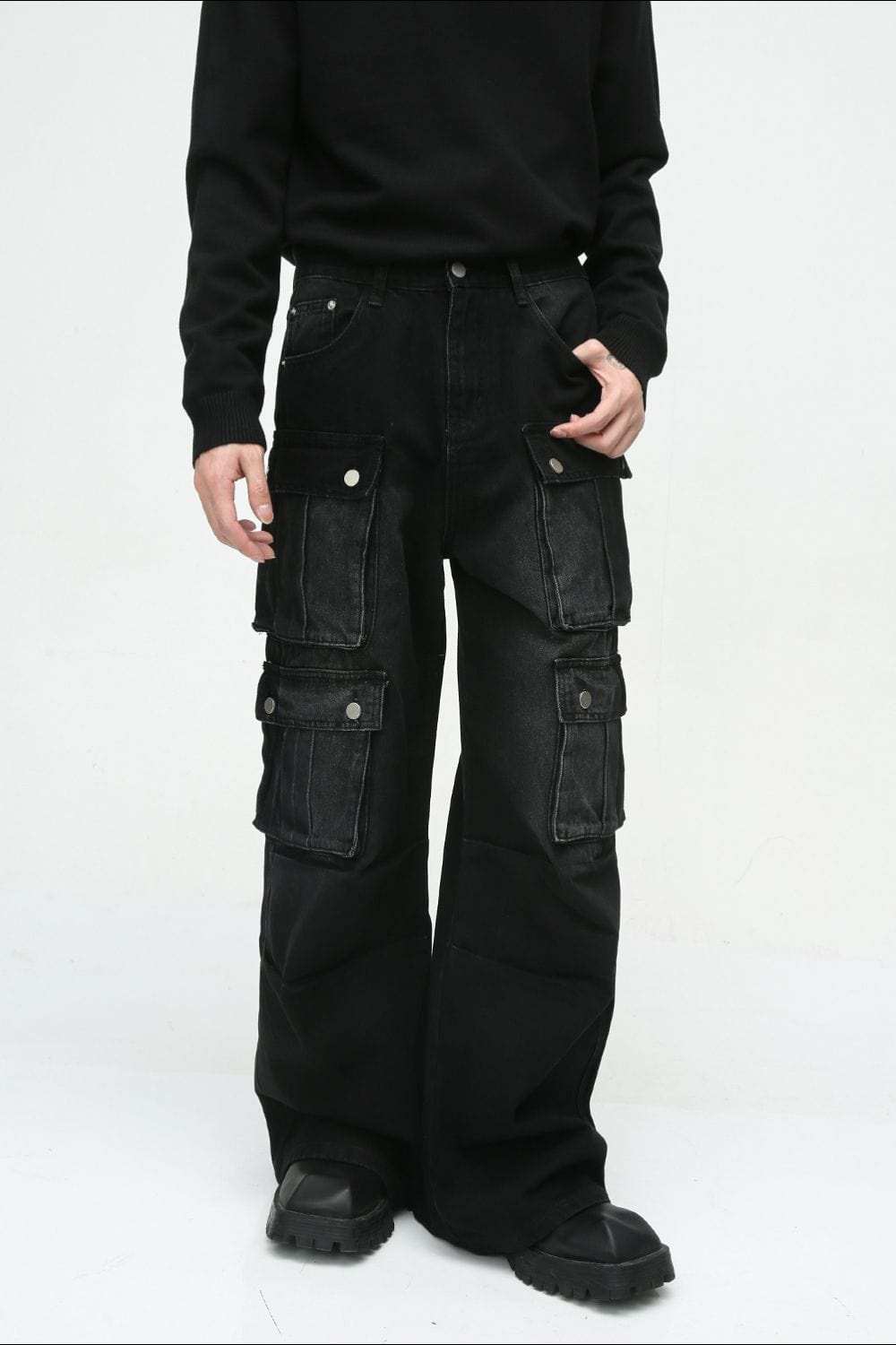 Multi-Pocket Cargo Wide-Leg Jeans - Trendsi - Flyclothing LLC