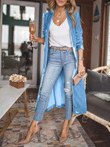 Open Front Long Sleeve Coat - Trendsi - Flyclothing LLC