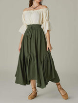Smocked Waist Band Ruched Layered Skirt - Trendsi - Flyclothing LLC
