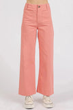 Mittoshop Twill Patch Pocket High Rise Wide Leg Pants - Trendsi