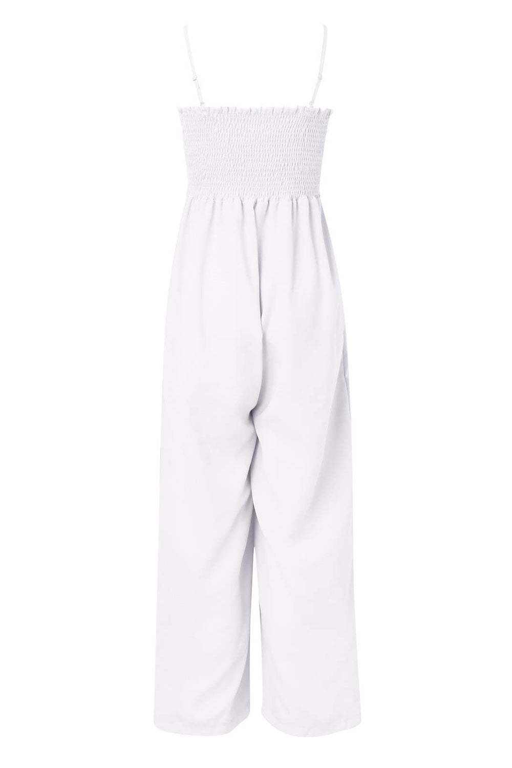 Smocked Spaghetti Strap Wide Leg Jumpsuit - Trendsi - Flyclothing LLC