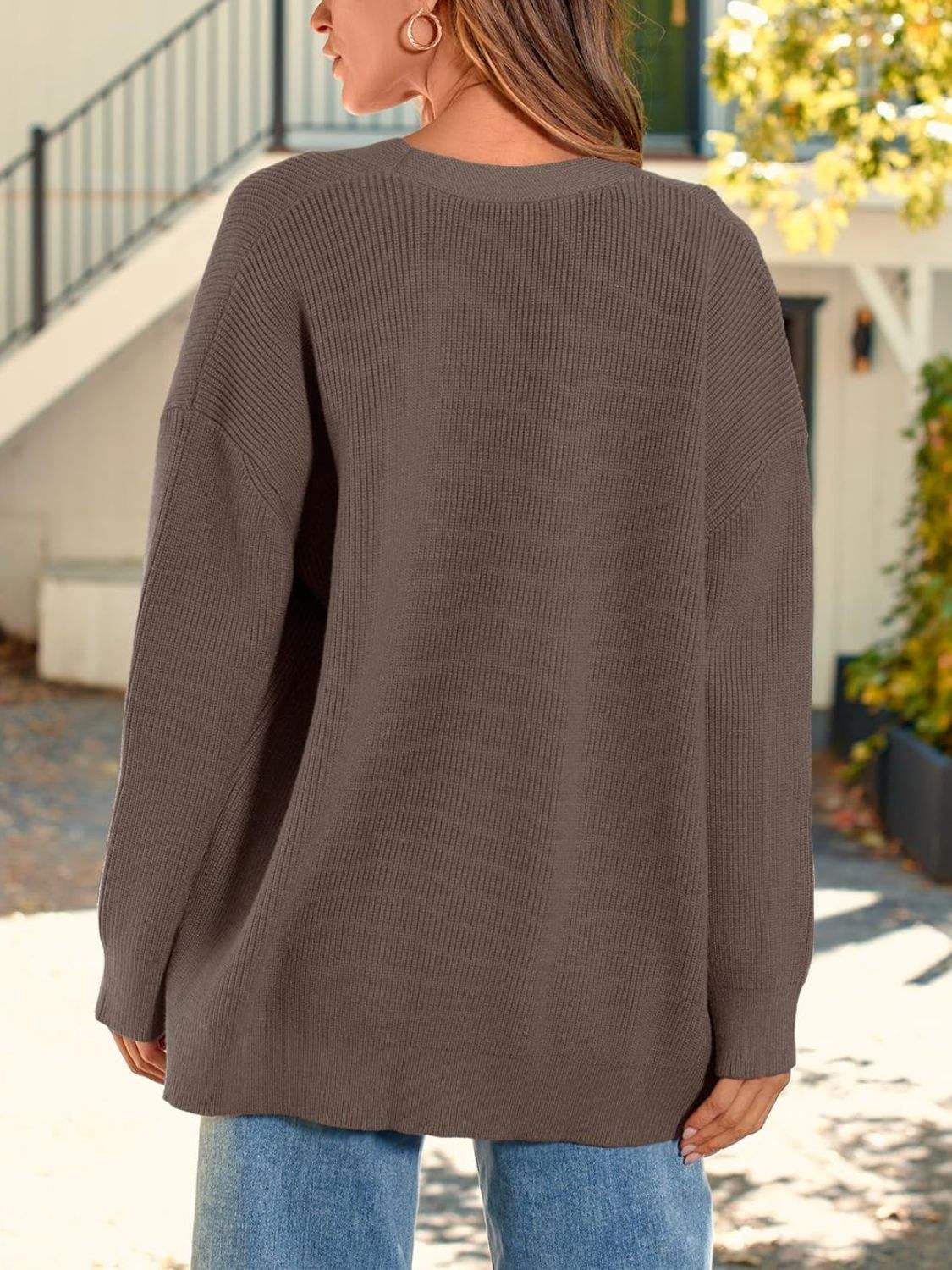 Button Down Long Sleeve Cardigan - Trendsi - Flyclothing LLC