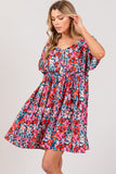 SAGE + FIG Floral Button Down Short Sleeve Mini Dress - Trendsi
