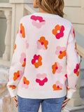 Floral Crew Neck Long Sleeve Sweater - Trendsi - Flyclothing LLC
