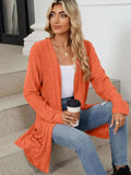 Pocketed Open Front Long Sleeve Cardigan - Trendsi - Flyclothing LLC