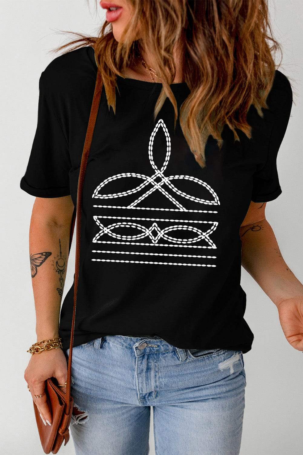 Graphic Round Neck Short Sleeve T-Shirt - Trendsi - Flyclothing LLC