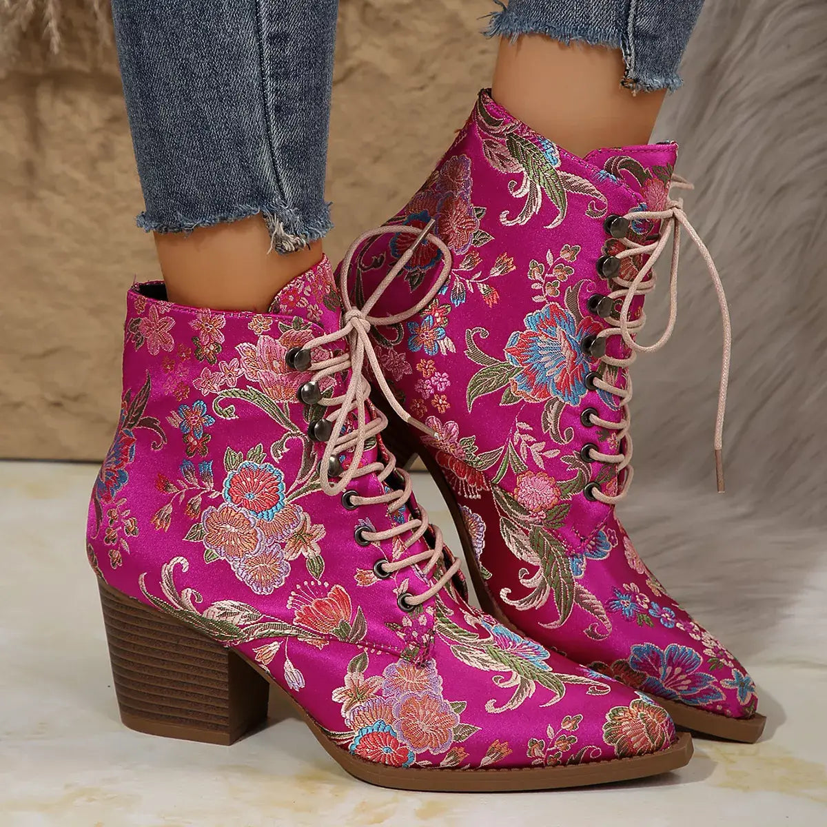 Point Toe Block Heels Boots - Trendsi - Flyclothing LLC