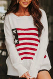 US Flag Side Slit Drop Shoulder Sweater - Trendsi - Flyclothing LLC