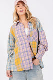 SAGE + FIG Button Up Raw Hem  Plaid Flannel Shirt - Trendsi