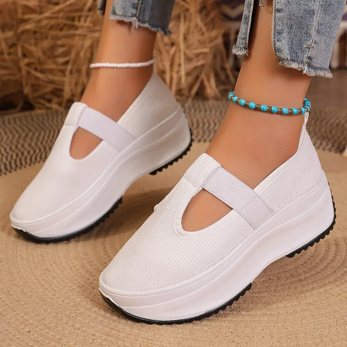 Round Toe Platform Slip-Ons - Trendsi - Flyclothing LLC