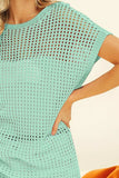 BiBi Openwork Short Sleeve Knit Cover Up - Trendsi - Flyclothing LLC