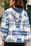 Geometric Quarter Zip Long Sleeve Hoodie - Trendsi - Flyclothing LLC