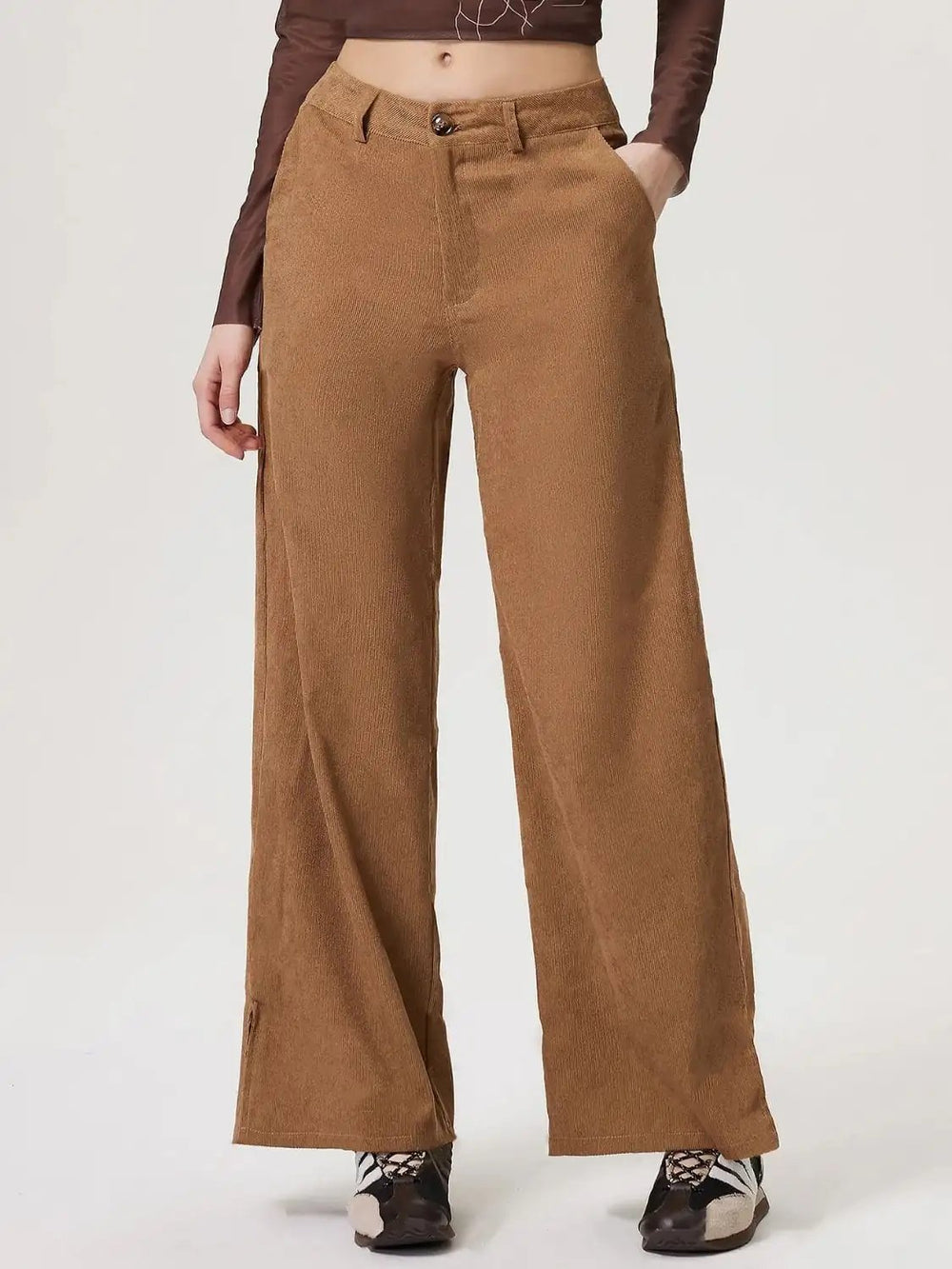 Wide Leg Pants with Pockets - Trendsi