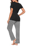 Pocketed Short Sleeve Top and Striped Pants Lounge Set - Trendsi