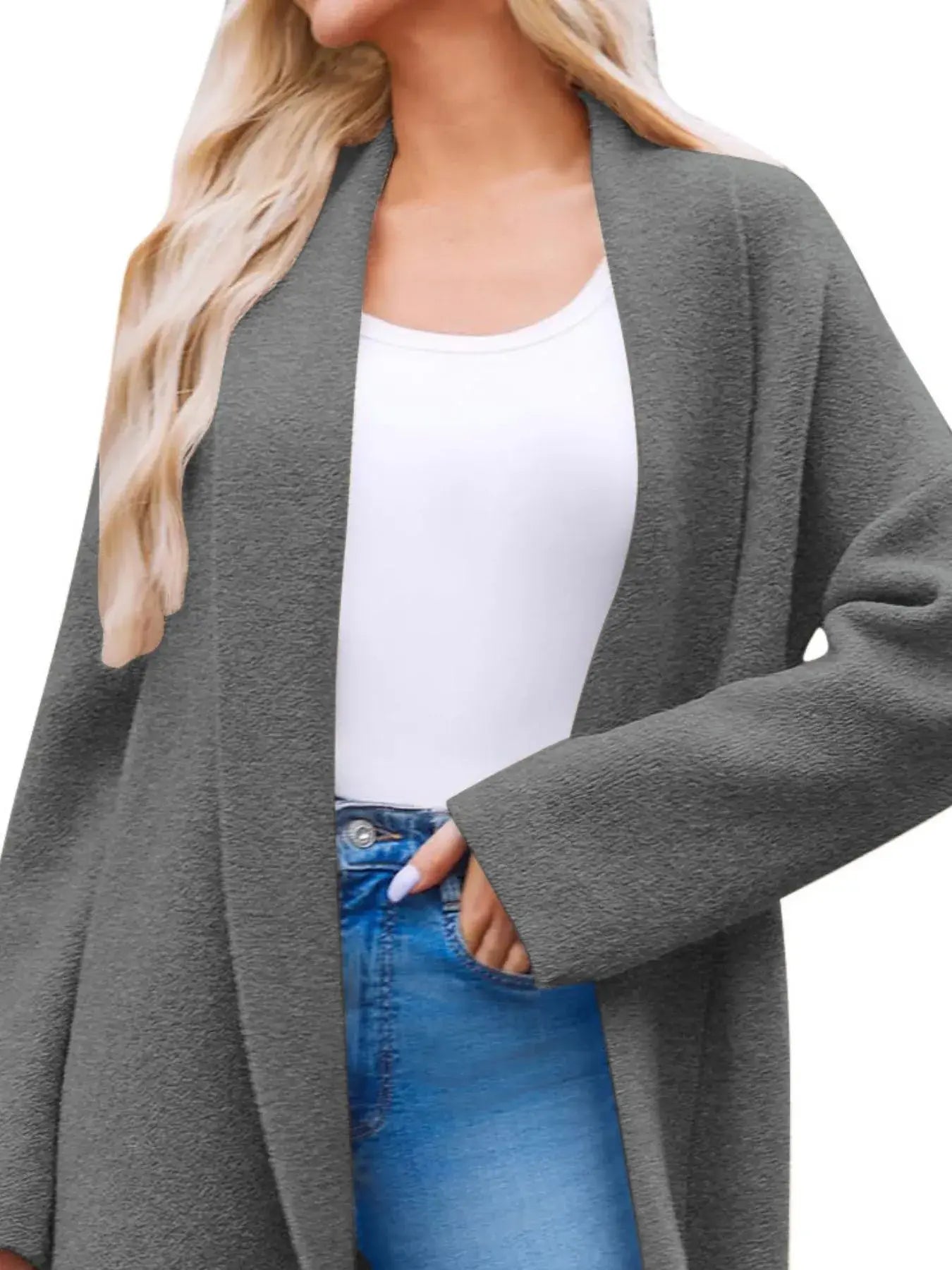 Open Front Longline Coat - Trendsi - Flyclothing LLC
