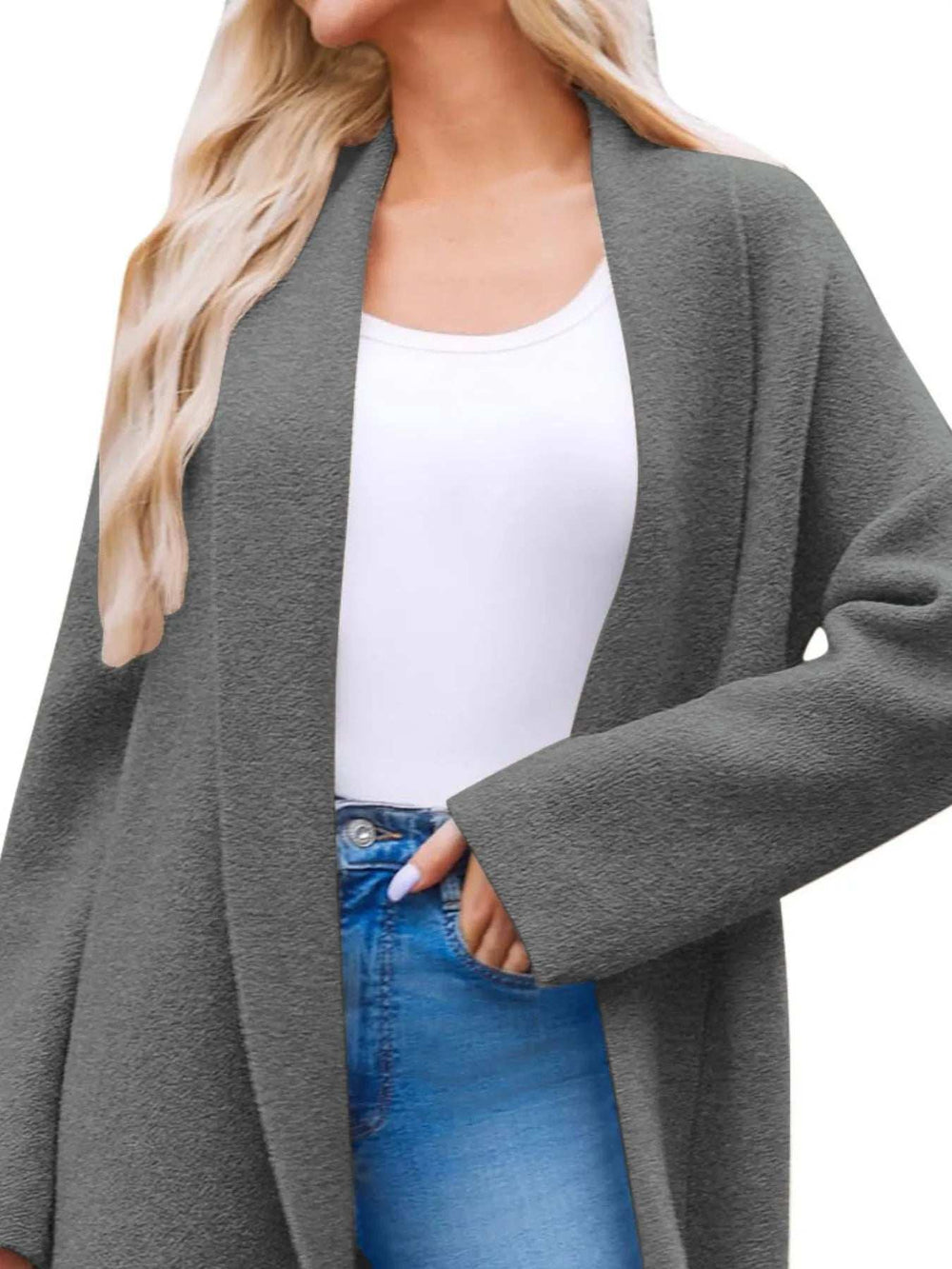 Open Front Longline Coat - Trendsi - Flyclothing LLC