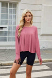 Cutout Back Round Neck Long Sleeve T-Shirt - Trendsi - Flyclothing LLC