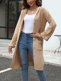 Pocketed Button Up Long Sleeve Hooded Cardigan - Trendsi - Flyclothing LLC