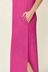 Double Take Full Size Texture Mock Neck Sleeveless Maxi Dress - Trendsi - Flyclothing LLC