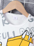 Children's Round Neck Cartoon Graphic T-Shirt and Shorts Set - Trendsi