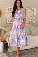 Floral Print Sleeveless Tiered Midi Dress - Trendsi - Flyclothing LLC