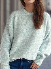 Round Neck Long Sleeve Sweater - Trendsi