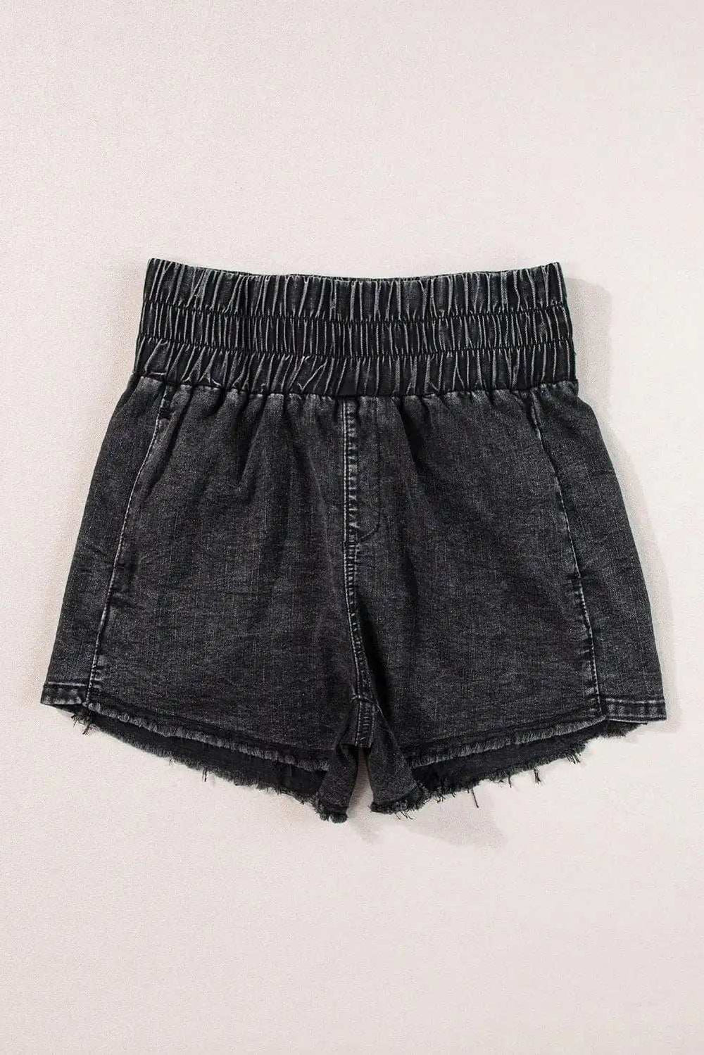 High Waist Raw Hem Denim Shorts - Trendsi - Flyclothing LLC