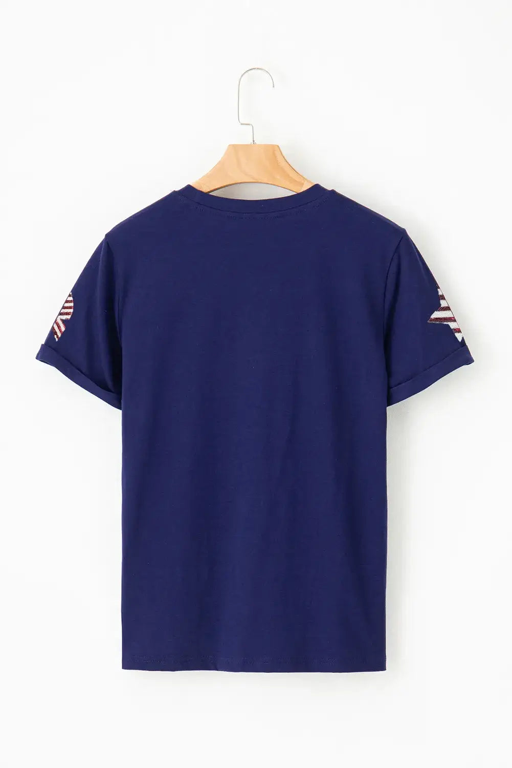 Sequin Star Round Neck Short Sleeve T-Shirt - Trendsi - Flyclothing LLC