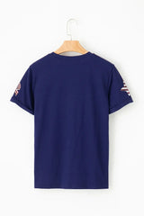 Sequin Star Round Neck Short Sleeve T-Shirt - Trendsi - Flyclothing LLC