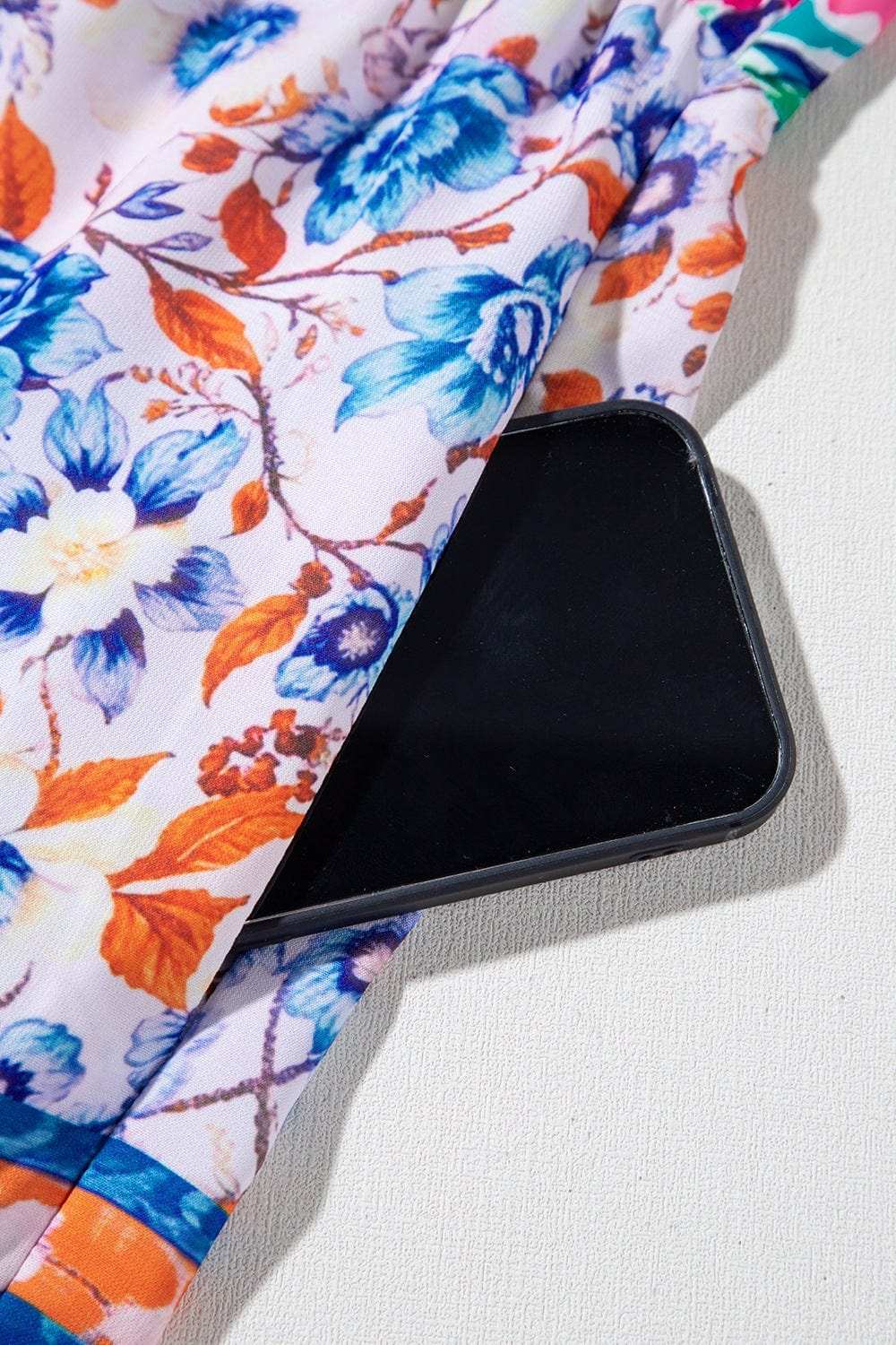 Mixed Floral Print Tie Neck Short Sleeve Dress - Trendsi - Flyclothing LLC