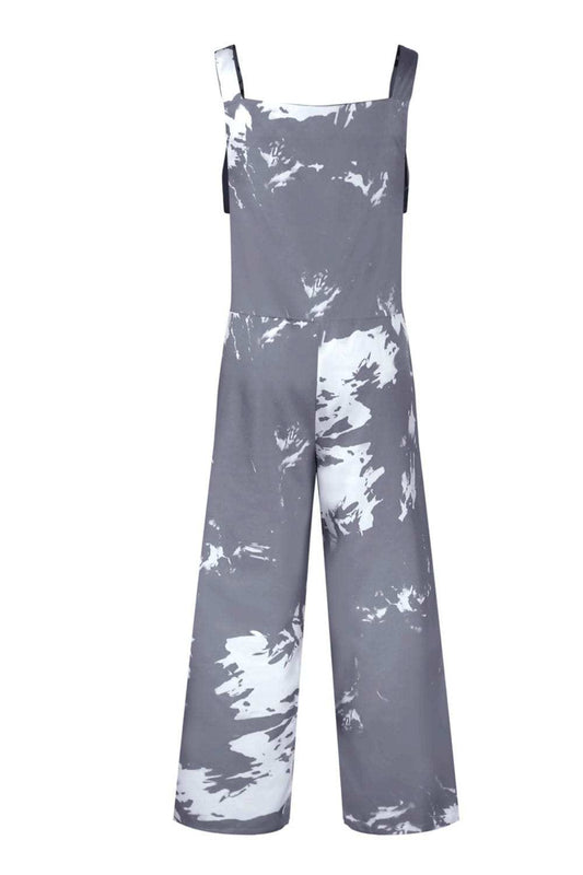 Pocketed Tie-Dye Wide Strap Overalls - Trendsi - Flyclothing LLC