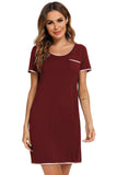 Contrast Trim Pocketed Round Neck Lounge Dress - Trendsi - Flyclothing LLC