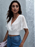 Short Sleeve Smocked Swiss Dot Blouse - Trendsi